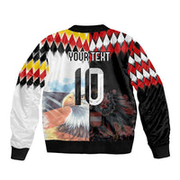 Custom Austria and Germany National Football Bomber Jacket Split Half Diamond Argyle with Eagles Watercolor Paint Splash Art
