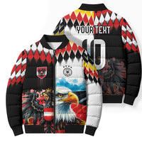 Custom Austria and Germany National Football Bomber Puffer Jacket Split Half Diamond Argyle with Eagles Watercolor Paint Splash Art