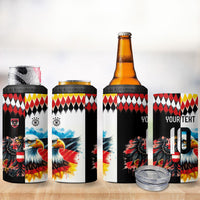 Custom Austria and Germany National Football 4 in 1 Can Cooler Tumbler Split Half Diamond Argyle with Eagles Watercolor Paint Splash Art
