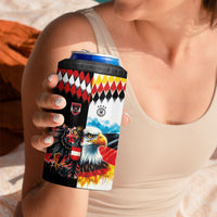 Custom Austria and Germany National Football 4 in 1 Can Cooler Tumbler Split Half Diamond Argyle with Eagles Watercolor Paint Splash Art