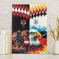 Austria and Germany National Football Canvas Wall Art Split Half Diamond Argyle with Eagles Watercolor Paint Splash Art