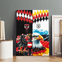 Austria and Germany National Football Canvas Wall Art Split Half Diamond Argyle with Eagles Watercolor Paint Splash Art