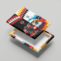 Austria and Germany National Football Canvas Wall Art Split Half Diamond Argyle with Eagles Watercolor Paint Splash Art