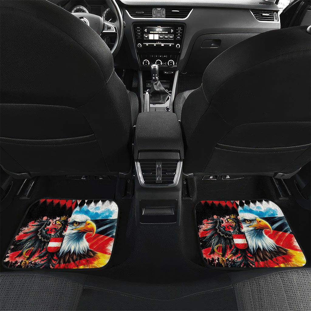Custom Austria and Germany National Football Car Mats Split Half Diamond Argyle with Eagles Watercolor Paint Splash Art
