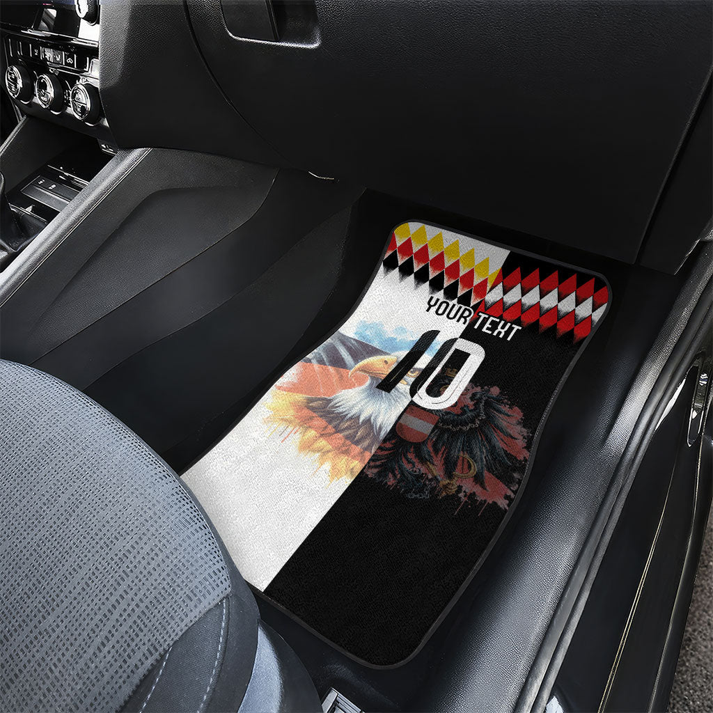 Custom Austria and Germany National Football Car Mats Split Half Diamond Argyle with Eagles Watercolor Paint Splash Art