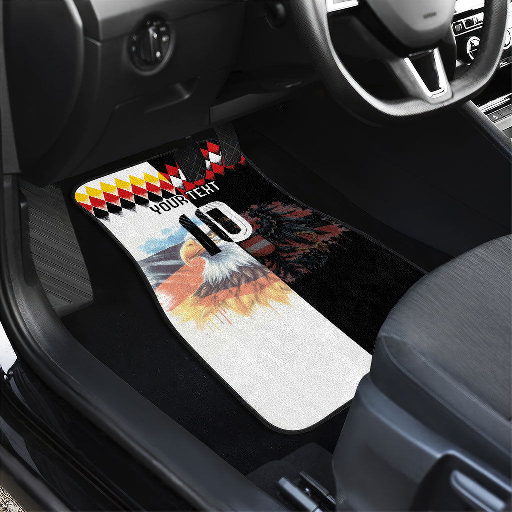 Custom Austria and Germany National Football Car Mats Split Half Diamond Argyle with Eagles Watercolor Paint Splash Art