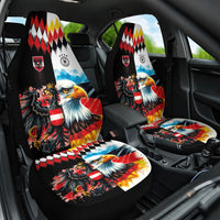 Austria and Germany National Football Car Seat Cover Split Half Diamond Argyle with Eagles Watercolor Paint Splash Art