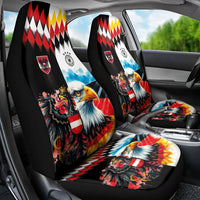 Austria and Germany National Football Car Seat Cover Split Half Diamond Argyle with Eagles Watercolor Paint Splash Art