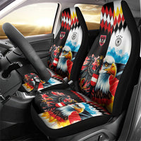 Austria and Germany National Football Car Seat Cover Split Half Diamond Argyle with Eagles Watercolor Paint Splash Art