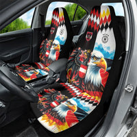 Austria and Germany National Football Car Seat Cover Split Half Diamond Argyle with Eagles Watercolor Paint Splash Art