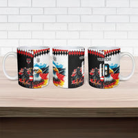 Custom Austria and Germany National Football Ceramic Mug Split Half Diamond Argyle with Eagles Watercolor Paint Splash Art