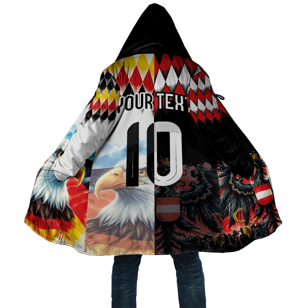 Custom Austria and Germany National Football Cloak Split Half Diamond Argyle with Eagles Watercolor Paint Splash Art