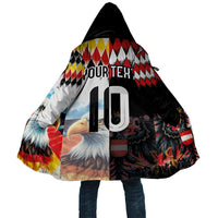 Custom Austria and Germany National Football Cloak Split Half Diamond Argyle with Eagles Watercolor Paint Splash Art