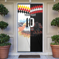 Custom Austria and Germany National Football Door Cover Split Half Diamond Argyle with Eagles Watercolor Paint Splash Art