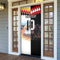 Custom Austria and Germany National Football Door Cover Split Half Diamond Argyle with Eagles Watercolor Paint Splash Art