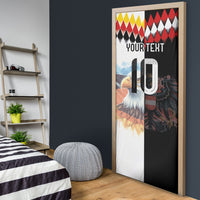 Custom Austria and Germany National Football Door Cover Split Half Diamond Argyle with Eagles Watercolor Paint Splash Art