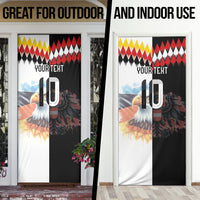 Custom Austria and Germany National Football Door Cover Split Half Diamond Argyle with Eagles Watercolor Paint Splash Art