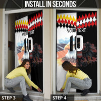 Custom Austria and Germany National Football Door Cover Split Half Diamond Argyle with Eagles Watercolor Paint Splash Art