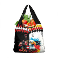 Austria and Germany National Football Grocery Bag Split Half Diamond Argyle with Eagles Watercolor Paint Splash Art