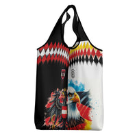 Austria and Germany National Football Grocery Bag Split Half Diamond Argyle with Eagles Watercolor Paint Splash Art