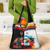 Austria and Germany National Football Grocery Bag Split Half Diamond Argyle with Eagles Watercolor Paint Splash Art