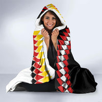 Austria and Germany National Football Hooded Blanket Split Half Diamond Argyle with Eagles Watercolor Paint Splash Art