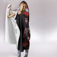Austria and Germany National Football Hooded Blanket Split Half Diamond Argyle with Eagles Watercolor Paint Splash Art