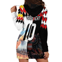 Custom Austria and Germany National Football Hoodie Dress Split Half Diamond Argyle with Eagles Watercolor Paint Splash Art