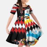 Custom Austria and Germany National Football Kid Short Sleeve Dress Split Half Diamond Argyle with Eagles Watercolor Paint Splash Art