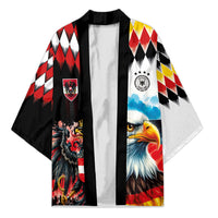 Custom Austria and Germany National Football Kimono Split Half Diamond Argyle with Eagles Watercolor Paint Splash Art