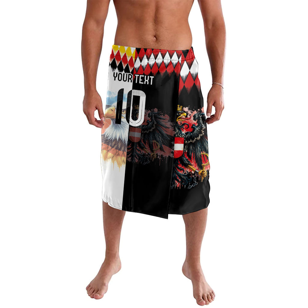 Custom Austria and Germany National Football Lavalava Split Half Diamond Argyle with Eagles Watercolor Paint Splash Art