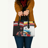 Austria and Germany National Football Leather Bag Split Half Diamond Argyle with Eagles Watercolor Paint Splash Art