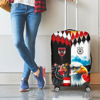 Austria and Germany National Football Luggage Cover Split Half Diamond Argyle with Eagles Watercolor Paint Splash Art