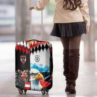 Austria and Germany National Football Luggage Cover Split Half Diamond Argyle with Eagles Watercolor Paint Splash Art