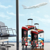 Austria and Germany National Football Luggage Cover Split Half Diamond Argyle with Eagles Watercolor Paint Splash Art