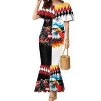 Custom Austria and Germany National Football Mermaid Dress Split Half Diamond Argyle with Eagles Watercolor Paint Splash Art