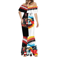 Custom Austria and Germany National Football Mermaid Dress Split Half Diamond Argyle with Eagles Watercolor Paint Splash Art