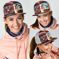 Austria and Germany National Football Mesh Trucker Cap Split Half Diamond Argyle with Eagles Watercolor Paint Splash Art