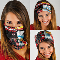 Austria and Germany National Football Neck Gaiter Split Half Diamond Argyle with Eagles Watercolor Paint Splash Art