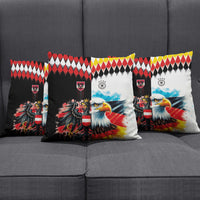 Austria and Germany National Football Pillow Cover Split Half Diamond Argyle with Eagles Watercolor Paint Splash Art