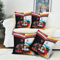 Austria and Germany National Football Pillow Cover Split Half Diamond Argyle with Eagles Watercolor Paint Splash Art