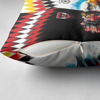 Austria and Germany National Football Pillow Cover Split Half Diamond Argyle with Eagles Watercolor Paint Splash Art