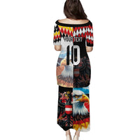 Custom Austria and Germany National Football Puletasi Split Half Diamond Argyle with Eagles Watercolor Paint Splash Art