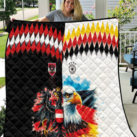 Austria and Germany National Football Quilt Split Half Diamond Argyle with Eagles Watercolor Paint Splash Art