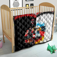 Austria and Germany National Football Quilt Split Half Diamond Argyle with Eagles Watercolor Paint Splash Art