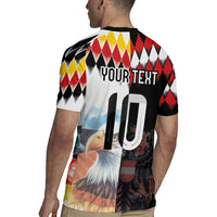 Custom Austria and Germany National Football Rugby Jersey Split Half Diamond Argyle with Eagles Watercolor Paint Splash Art