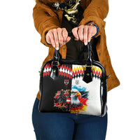 Austria and Germany National Football Shoulder Handbag Split Half Diamond Argyle with Eagles Watercolor Paint Splash Art