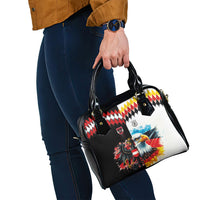 Austria and Germany National Football Shoulder Handbag Split Half Diamond Argyle with Eagles Watercolor Paint Splash Art