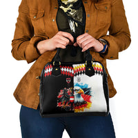 Austria and Germany National Football Shoulder Handbag Split Half Diamond Argyle with Eagles Watercolor Paint Splash Art