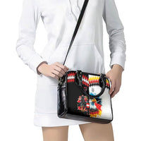 Austria and Germany National Football Shoulder Handbag Split Half Diamond Argyle with Eagles Watercolor Paint Splash Art